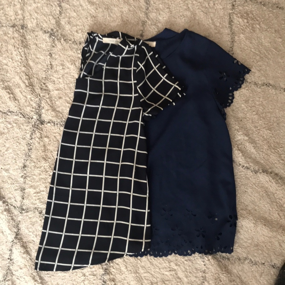 Navy Patterned and Laser-cutout top set